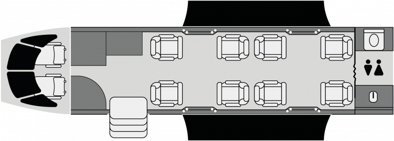 Diseño de cabina del Citation X con configuración ejecutiva de alta velocidad