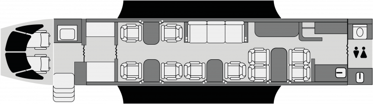 Cabina ejecutiva del Gulfstream G300 con distribución premium