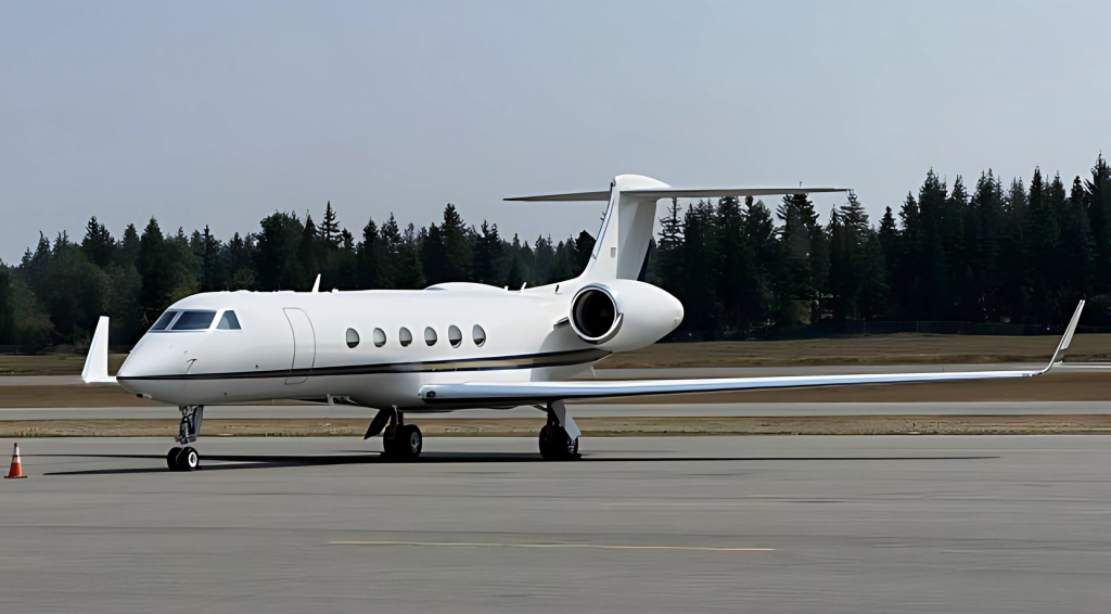 Jet Gulfstream V estacionado en hangar de aeropuerto en México